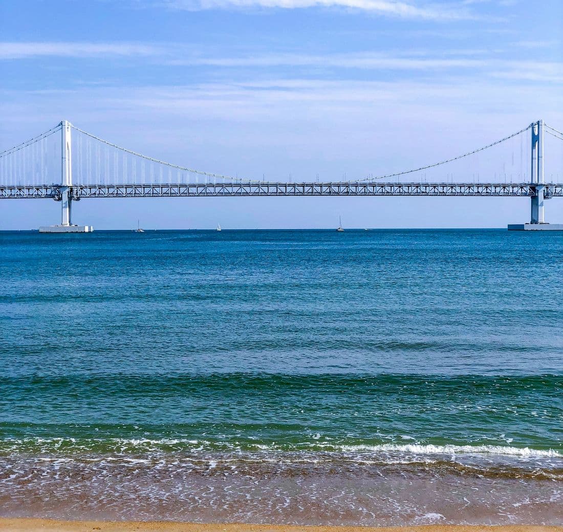 Gwangandaegyo Bridge and the sea at Gwangalli Beach
